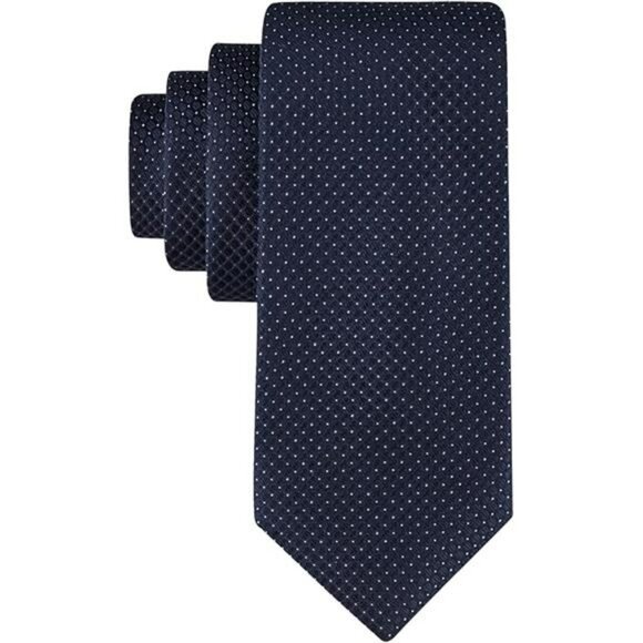 Mens Navy Blue Tie Solid Pattern Necktie Business Wedding Formal Classic - Picture 5 of 5